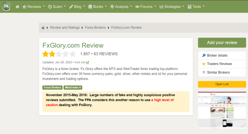 FXGLORY-forexpeacharmy-ตรวจสอบได้ว่าโบรกเกอร์นี้มีการให้คะแนนหลอกลวง- FXGlory Review