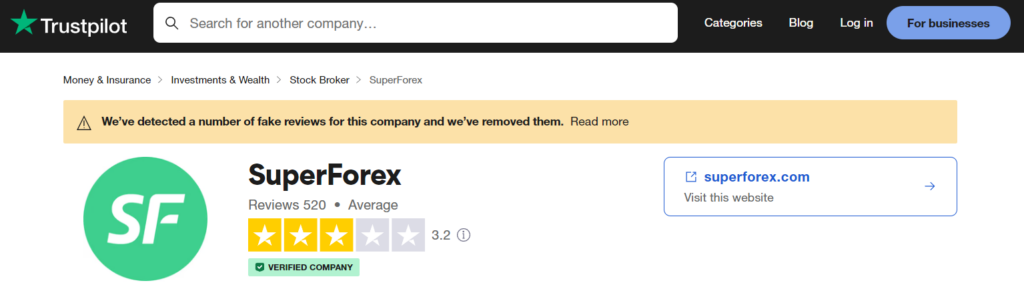 superforex-trustpilot-ตรวจสอบได้ว่าโบรกเกอร์นี้มีการให้คะแนนเขียนรีวิวที่ปลอมขึ้นมา- รีวิวSuperForex