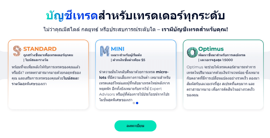 ประเภทบัญชีของโบรกเกอร์ FXGT.com ประเภทบัญชีของโบรกเกอร์ FXGT.com