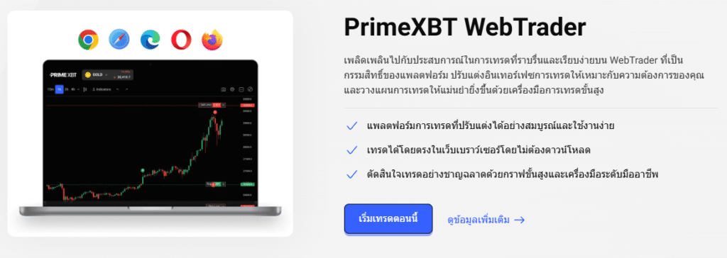 แพลตฟอร์ม PrimeXBT WebTrader แพลตฟอร์ม PrimeXBT WebTrader