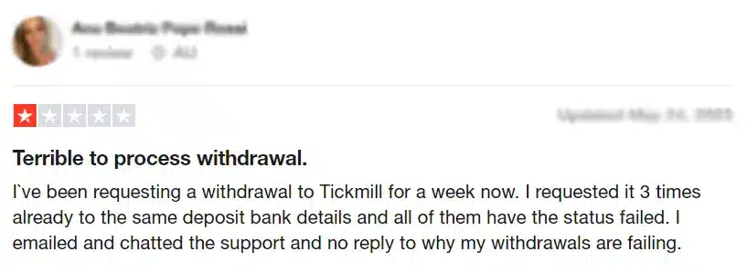 รีวิวโบรกเกอร์ Tickmill ใน trustpilot 2 รีวิวโบรกเกอร์ Tickmill ใน trustpilot 2